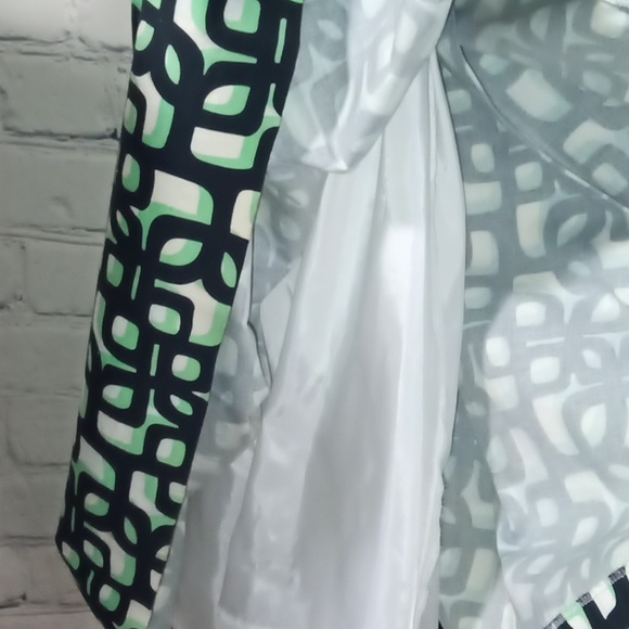 Vintage Slvls SquareNeck mutiPrint MidiDress Greenwhite - Picture 8 of 12